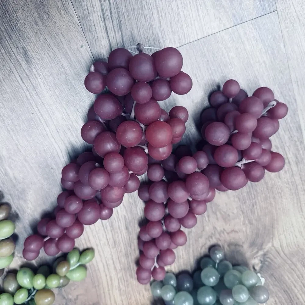 Grape Clusters Lot Artificial Fruit Red Purple Green Grapes Rubber Plastic Bunch
